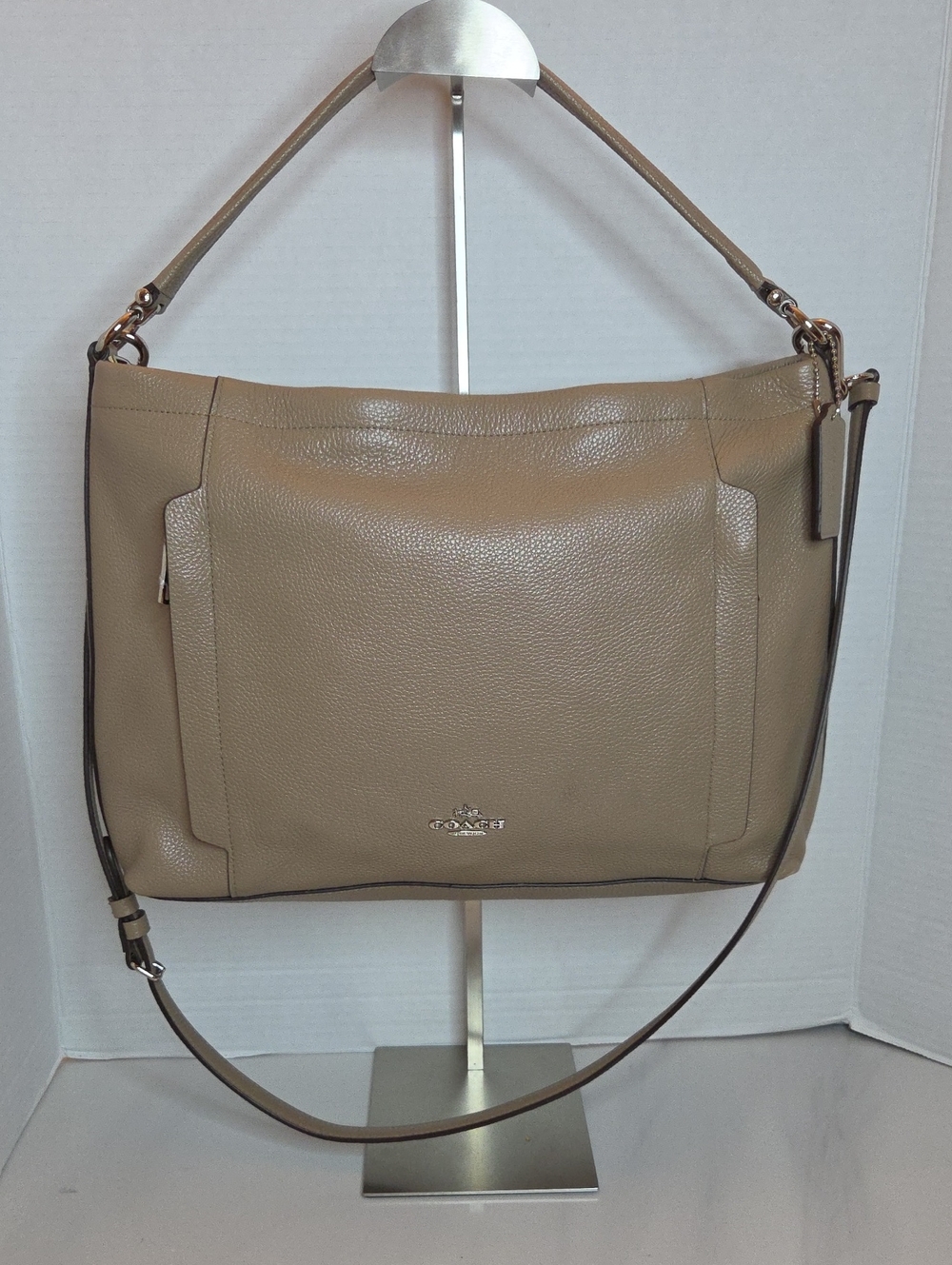 Coach Scout Hobo Taupe Pebbled Leather Shoulder Bag - Style 24770